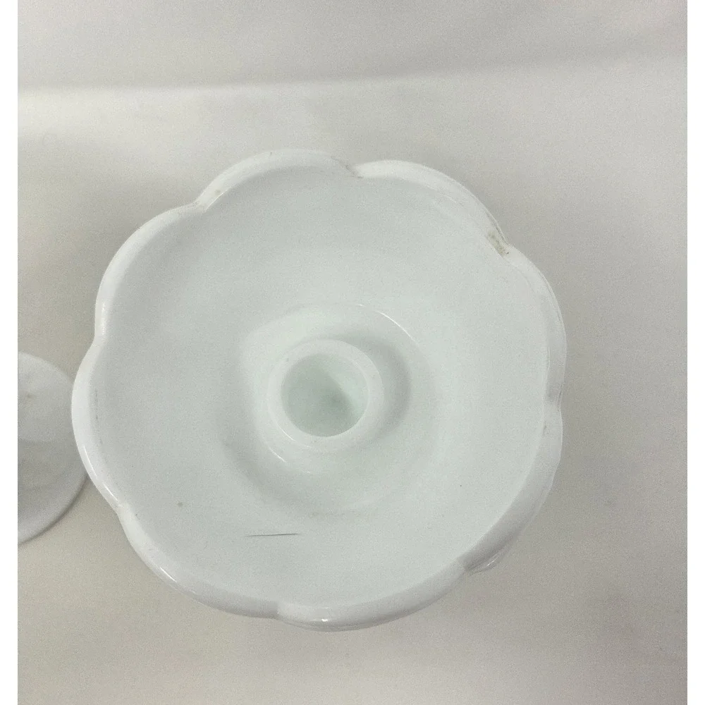 Vintage Indiana Colony Harvest Grape Milk Glass Footed Candle Holders Set 3